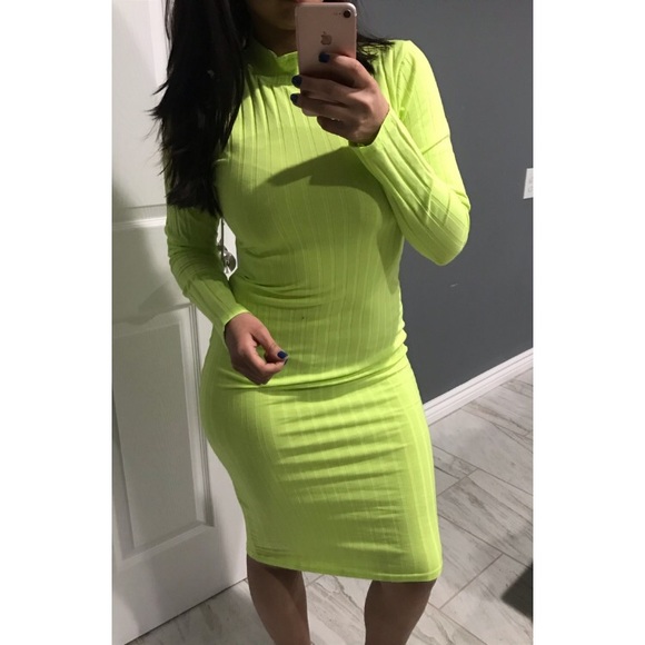 neon midi bodycon dress